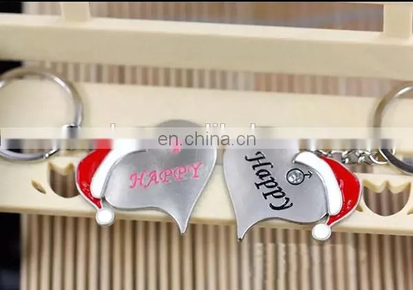 NEW DESIGN COUPLE CHRISTMAS GIFT SANTA HAT KEYCHAIN HEART