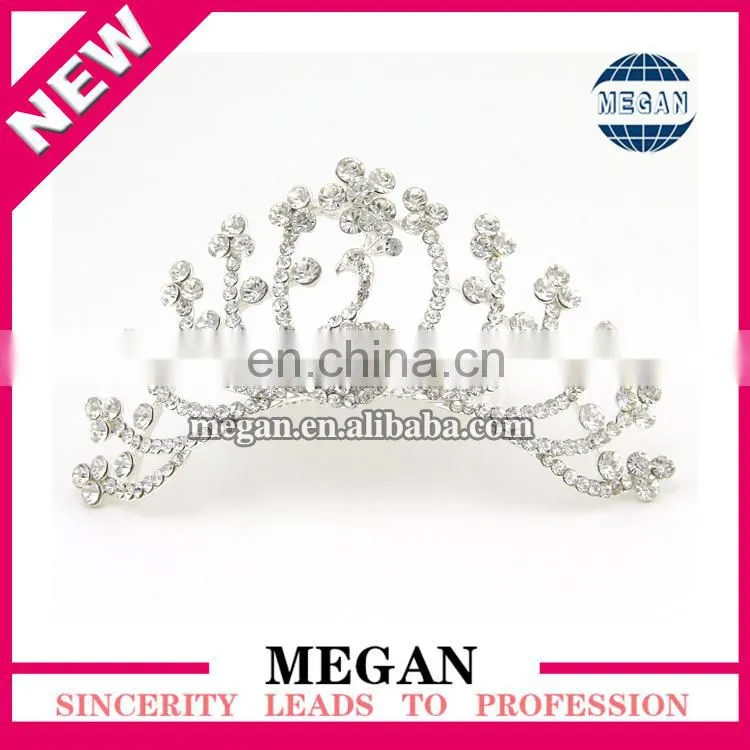 Women Wedding Crystal Flower Tiara Rhinestone Handmade Hair Crown