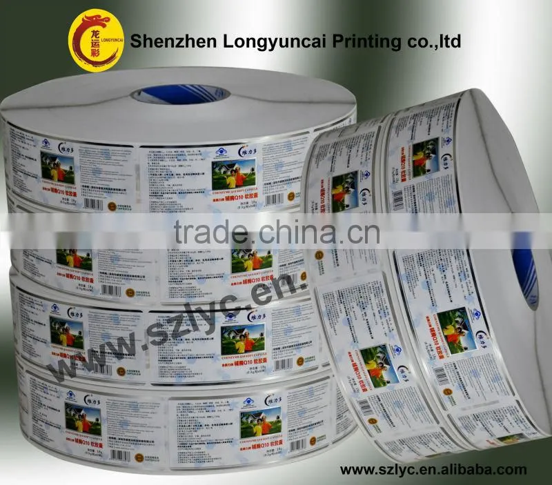 Customized high quality health food bottle pvc sticker