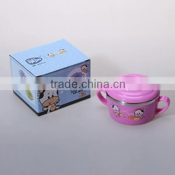 colorful stainless steel bowl with landles and lid