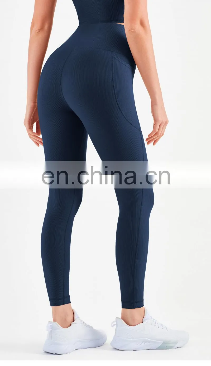Ribbed High Waisted Leggings Without T Line Gym Outfit Scrunch Butt Yoga Pants Women
