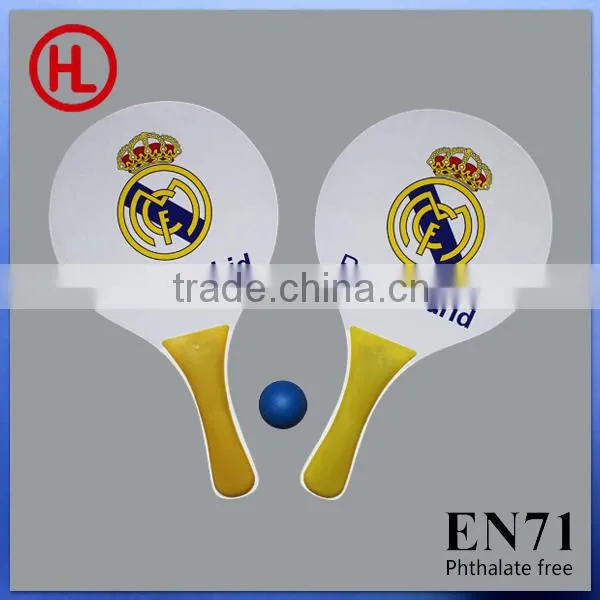 realmadrid 2015 TOP QUALITY Color promotion Wooden Beach tennis racket /beach bat /beach paddle set with beach ball wholesale