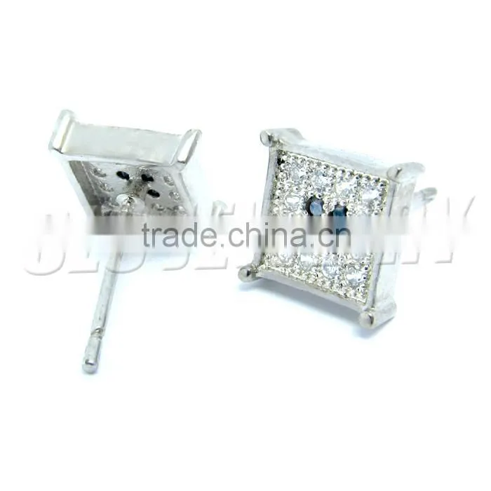2014 hot sale silver jewelry earring black/white stones indian jhumka earring men's earring ear stud