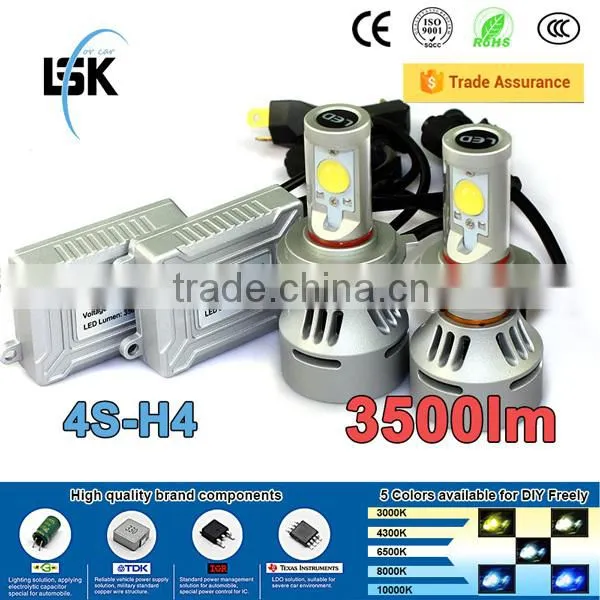 High power 38w led headlamp 7000lm per set 5 color available h1 h3 h4 h7 9004 9007