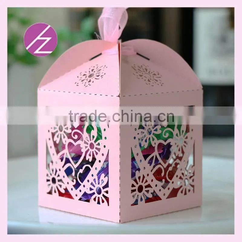 Hot saleOEM favor box wedding candy box wedding invitation gift box Laser Cut heart shape custom size names&date package box