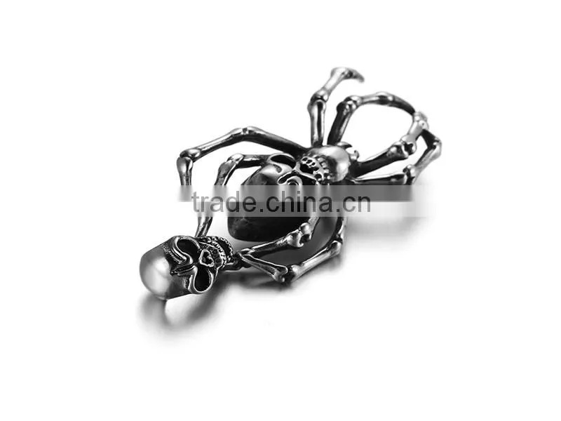 316L stainless steel cremation jewelry double skull necklace cremation skull pendant