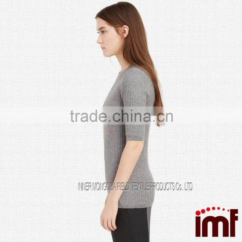 Women Cashmere Sweater Short Sleeve Jumper Pullover Tunic Top Knit Crochet