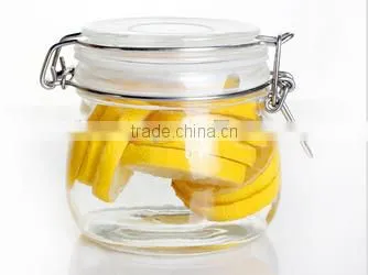 Cheap Wholesale clear elegant glass grains container food storage jar with lid