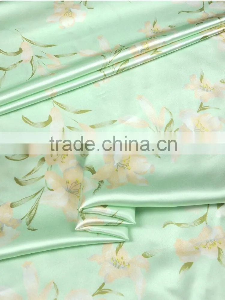 19mm green 100% silk charmeuse fabric for women