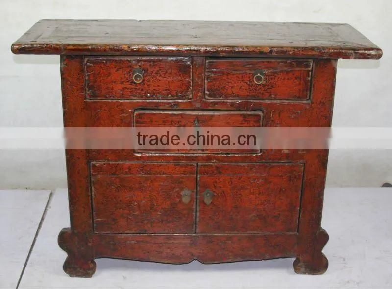 antique Chinese Gansu red distressed cabinet