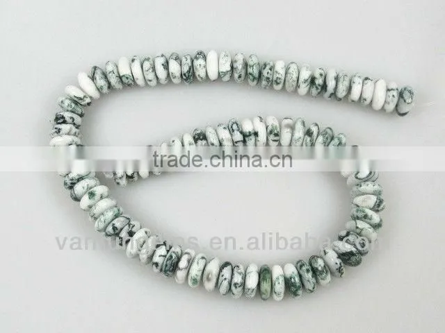 Gemstone moss agate rondelle beads for jewelry