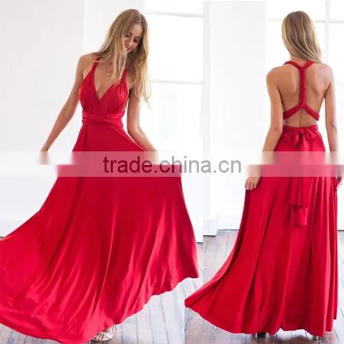 2016 Fashion Women Multi Way Convertible Wrap Dress Prom Gown Evening Formal Dress