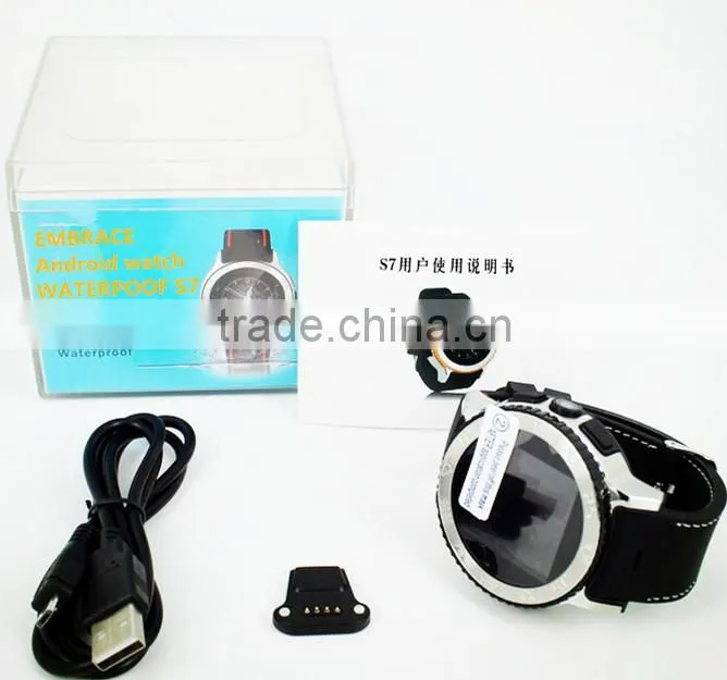 Tri-proof Android 3G Smart Watch Phone S7 / Android 4.4 WIFI smart bluetooth watch