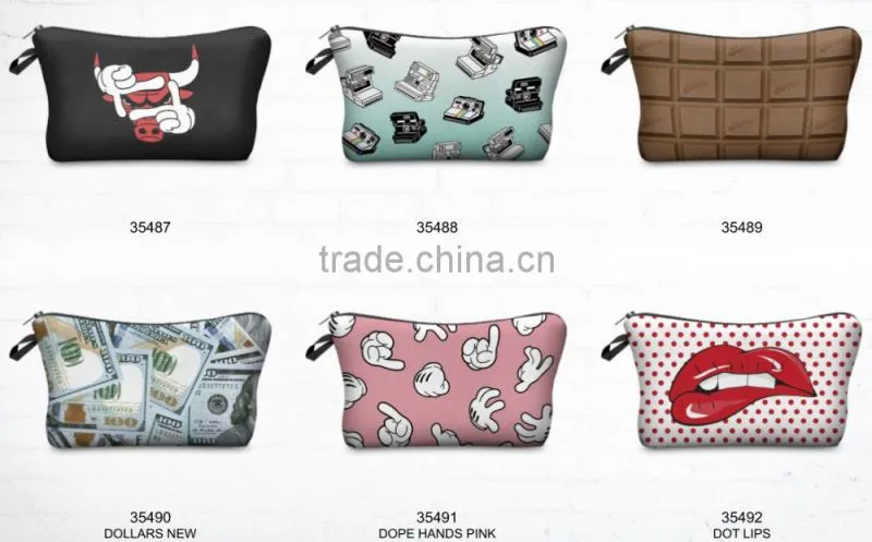 digital print modern fashion usa sexy ladies plumaje cosmetic bag