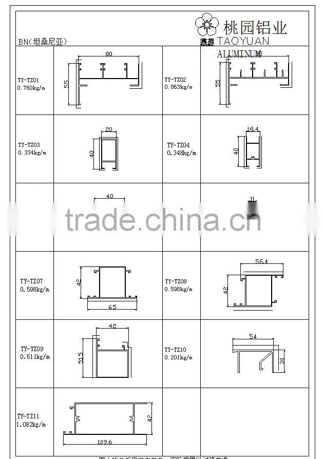 Window and Door aluminum extrusion profile for Tanzania Market
