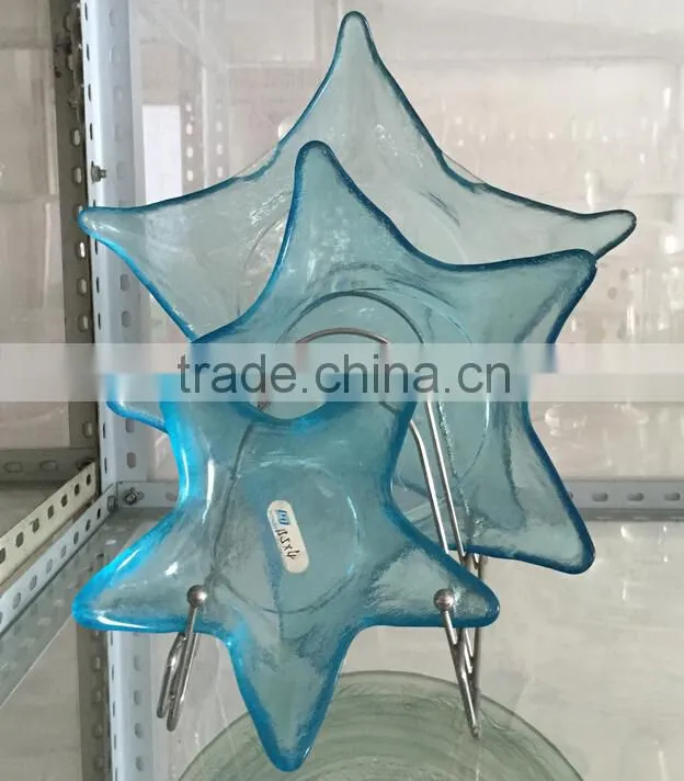 2015 New Products Creative Handmade Colored Glass Plate for wedding centerpieces