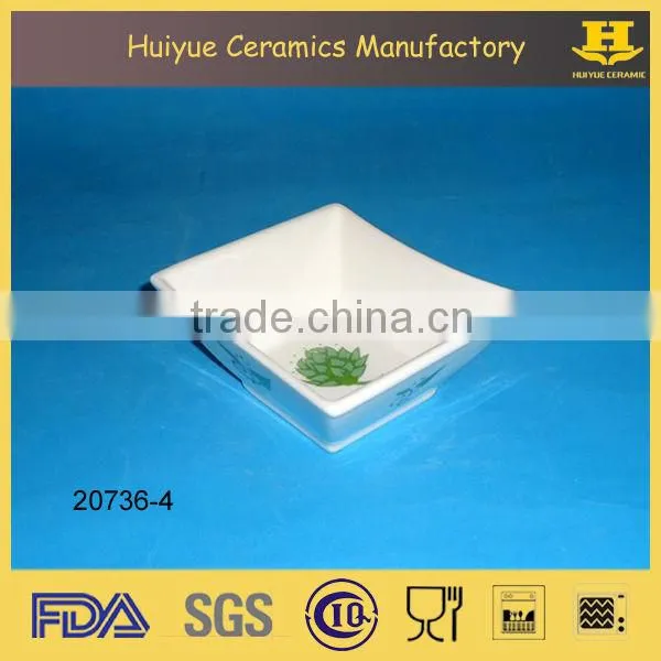 porcelain rectangular cake mould white color with decal printing