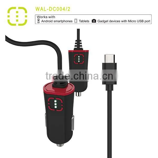 Walnut brand single car charger with attached cable