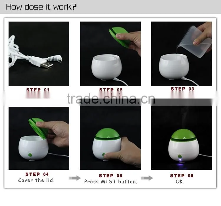 Portable mini USB humidifier / Ultrasonic aroma diffuser