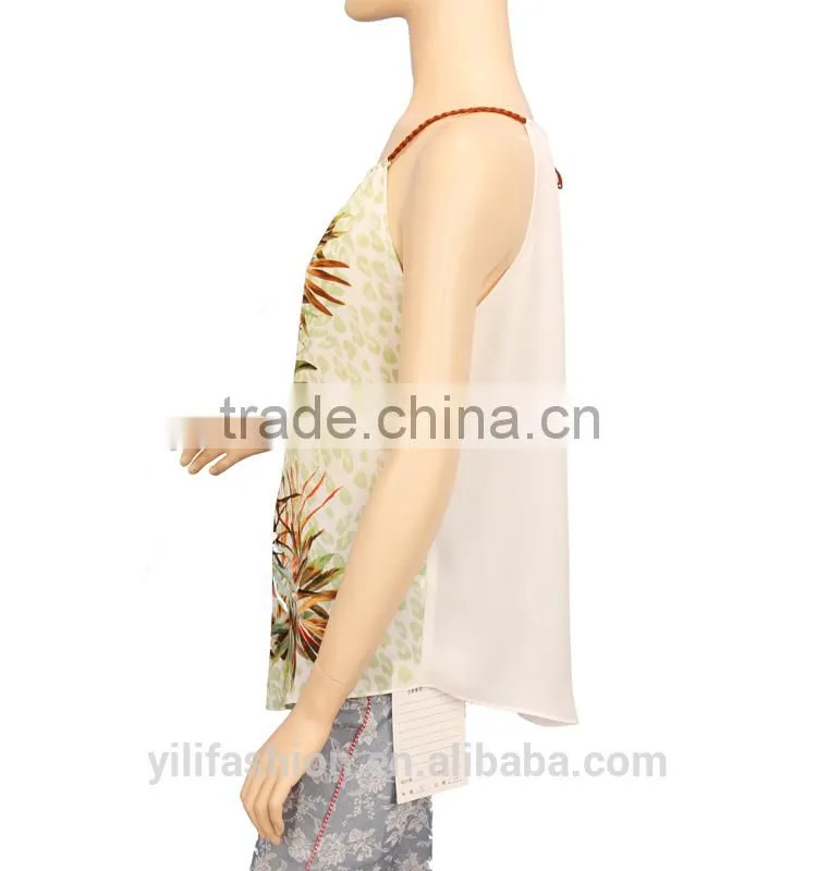 NEW arrival 2015 Summer Women's sleeveless shirt chiffon Blouse Tops