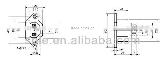 3 pin AC power jack AC-102