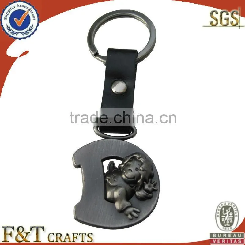 Leather customized logo personalized double keyrings keychain