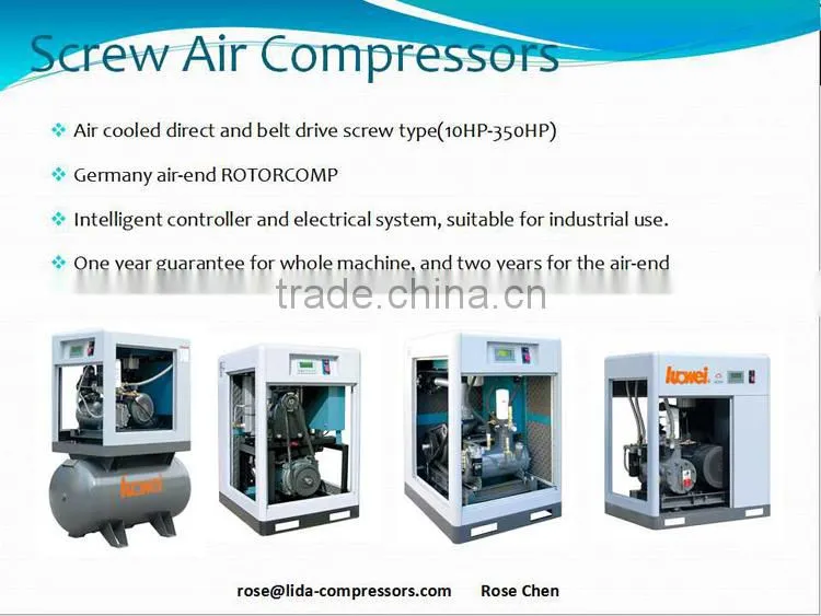 CE 37KW energy saving belt rotary screw air compressor with Germany ROTORCOMP air-end