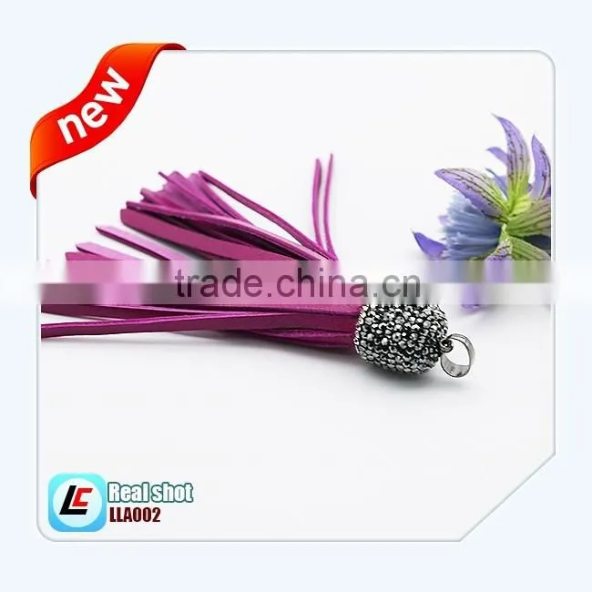 top quality soft colorful leather tassel for necklace
