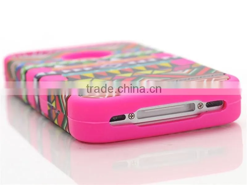 Functional 3 in 1 african tribes style fashion cheap silicon case for iphone 4 case