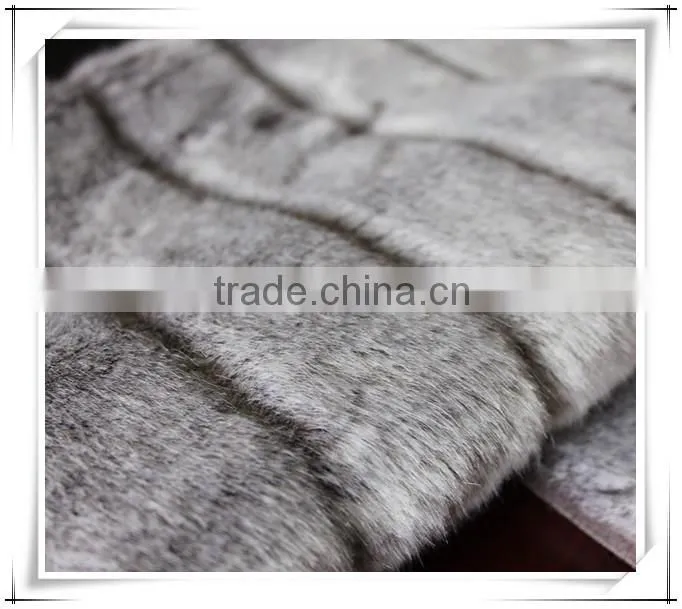 grey long pile fake fur fabric