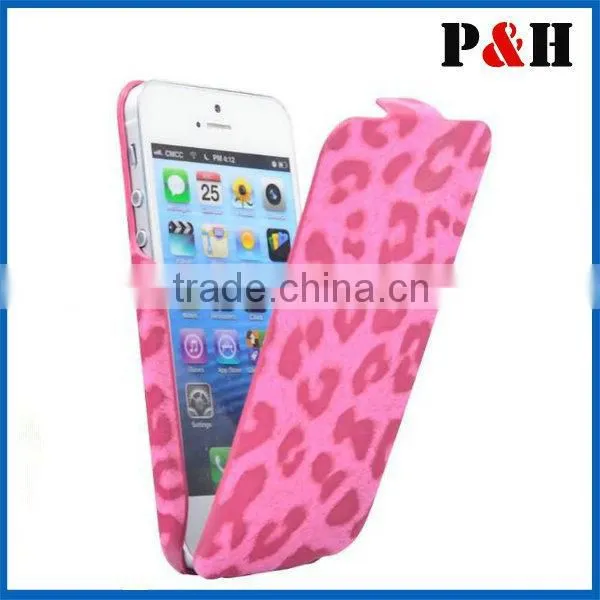 Smooth surface protective new case for Iphone leopard flip pu leather case cover