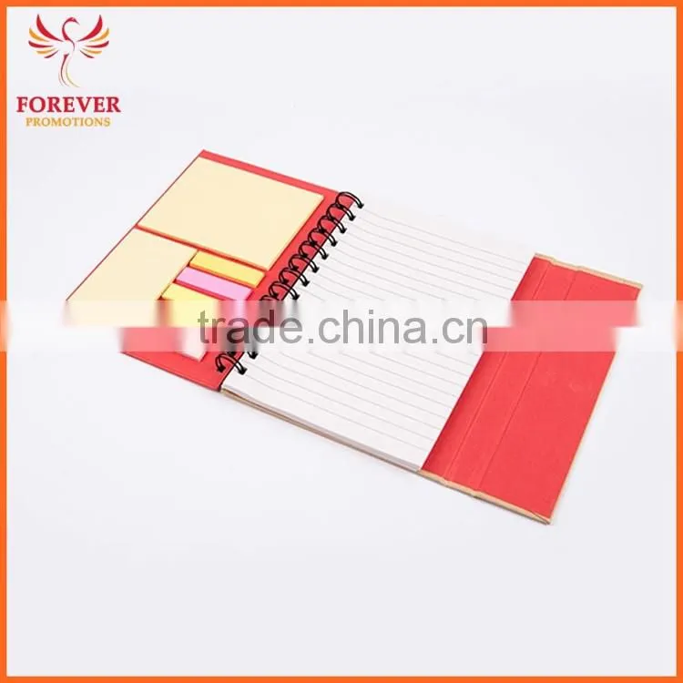 Eco Recycled Sticky Notebook With Magnet Closure Custom Logo 80 Sheets White Paper Spiral Binding