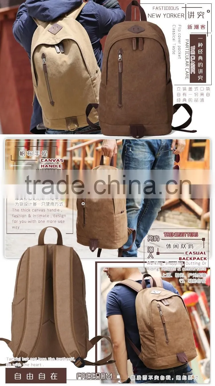 China Manufacturers Hidden Compartment Day Backpack Cotton Softback Leisure School Bag