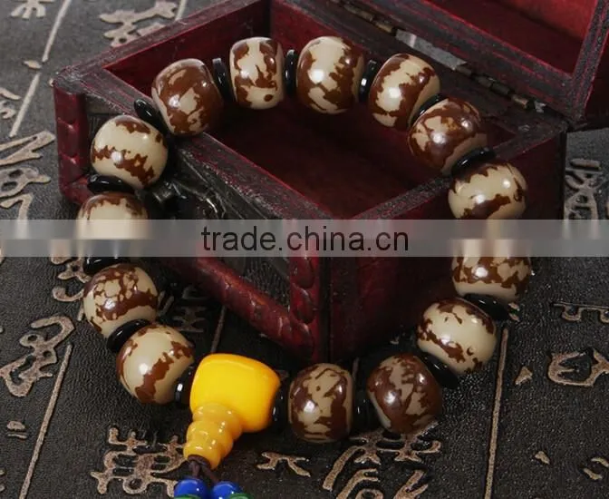 Tibetan Buddhism Flower Bodhi root Beeswax tassel Prayer Beads Bracelet