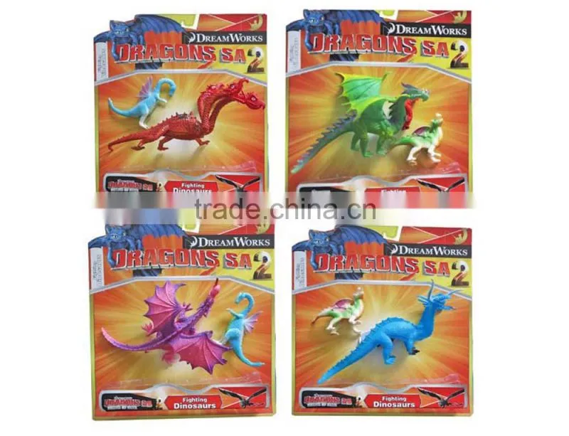 4 pcs full core plastic dinosaur toys for wholesale
