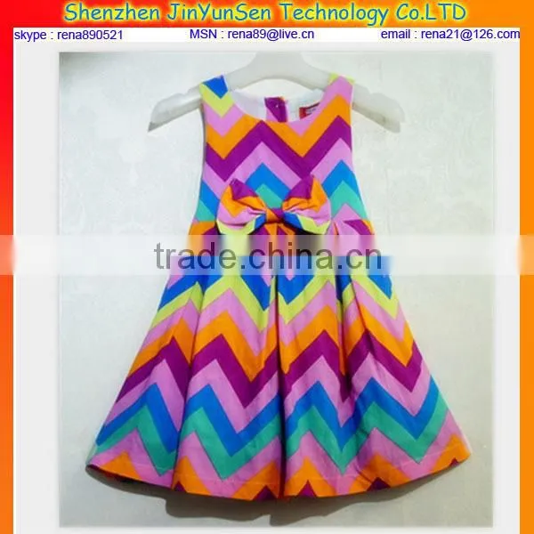 chevron casual cotton dress for kids