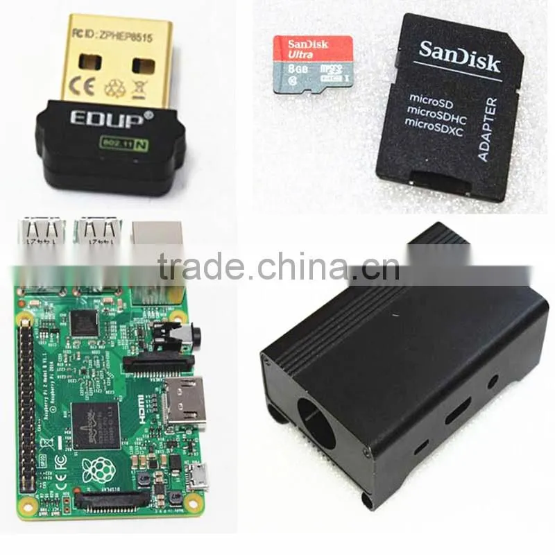 Raspberry Pi 2 Starter Kit--Raspberry Pi 2/B+ / Wi-Fi USB Adapter + Micro 8GB SD Card + Power Supply + metal case and many more