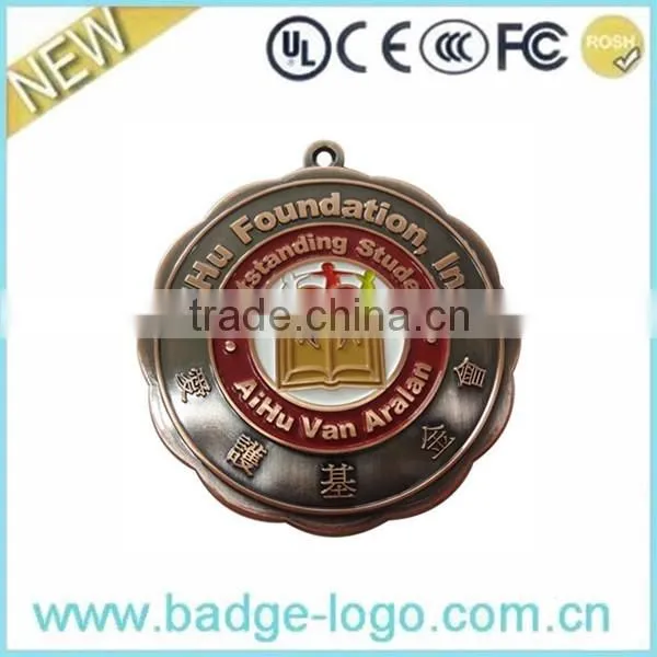 Soft Enamel Fashion Customized Metal Medal Medallion with Ribbon