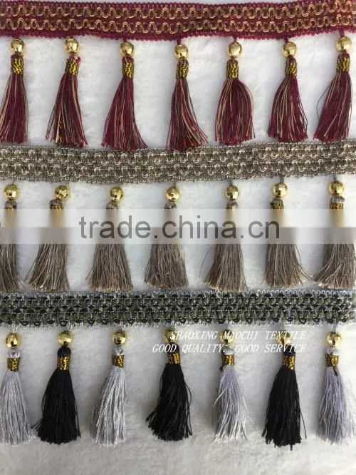 wholesale tassel fringes with two different colors for Home Textile Accessory