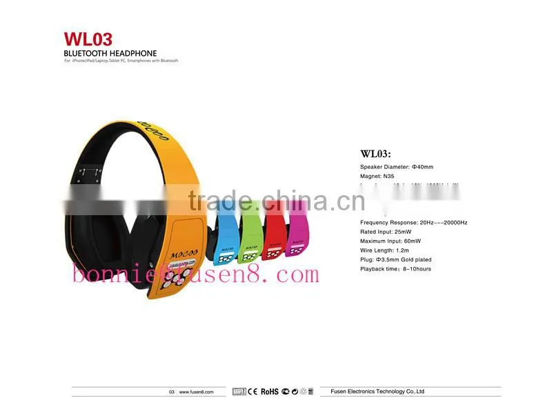 2016 wireless bluetooth headphone 4.0 with CE/ROHS