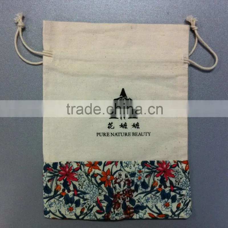 organic cotton drawstring bags/cotton fabric bag
