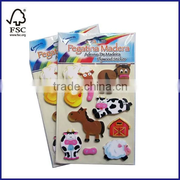 carton kids wood veneer sticker