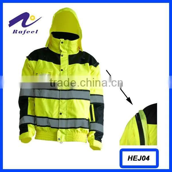detachable winter high visibility safety jacket