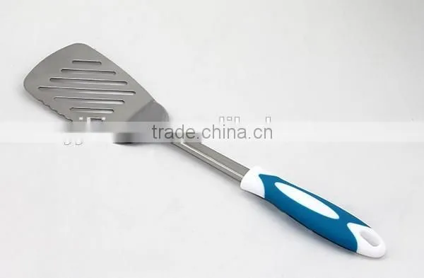 PP+TPR material handle type cooking tool stainless steel frying turner with gear edge