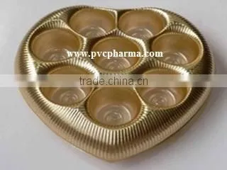 Metalize gold rigid PVC sheet plastic film for candy tray packing use