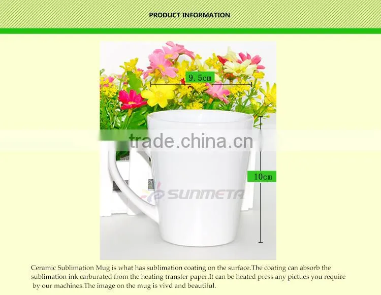 Sunmeta Hot Sale 12oz conical ceramic white sublimation mug