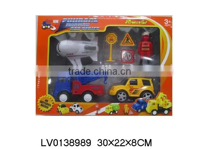 New friction and pull back car,plastic toy plane toy set for sale