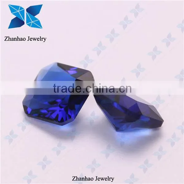 Wholesale loose faceted cut blue rough synthetic glass gemstones