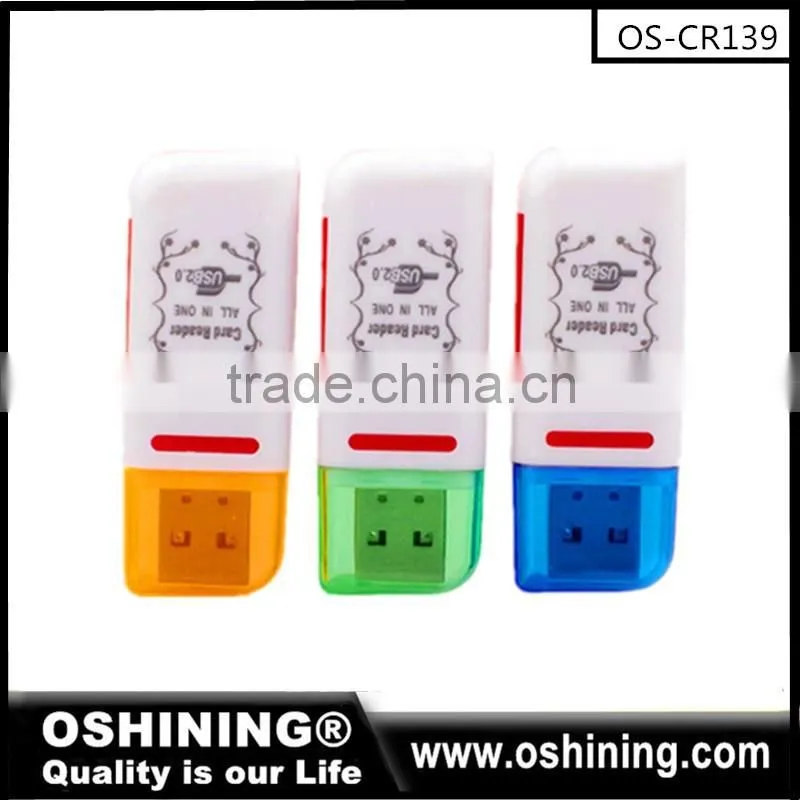 Top selling Multi 4 slots in One Memory Card Reader custom logo (OS-CR106)