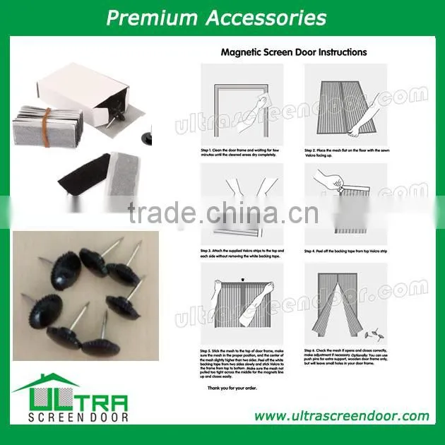 Barrier free pleated screen door Magnetic home doors screen